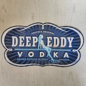 Deep Eddy Vodka Distressed Blue Metal Tin Tacker Sign Mancave Bar Decor 18X10